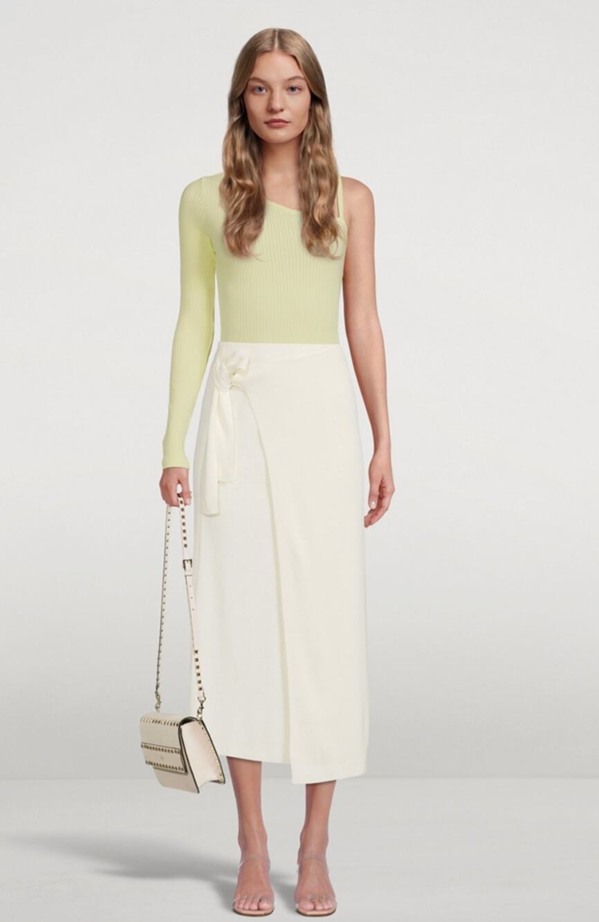 Ba&sh Skirt Medium Eloha Wrap Knit Midi in Ecru White Knit Minimalist Office